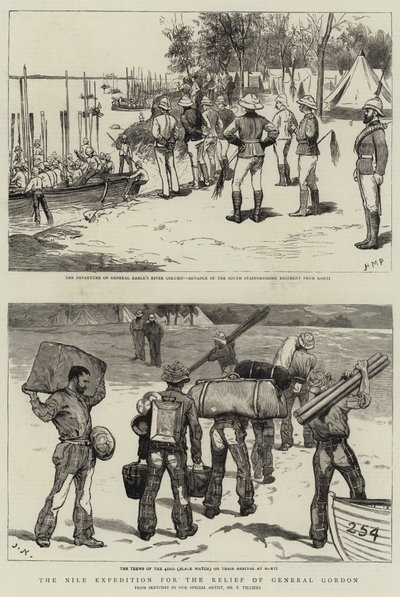 De Nijl-expeditie voor de redding van generaal Gordon door Frederic Villiers